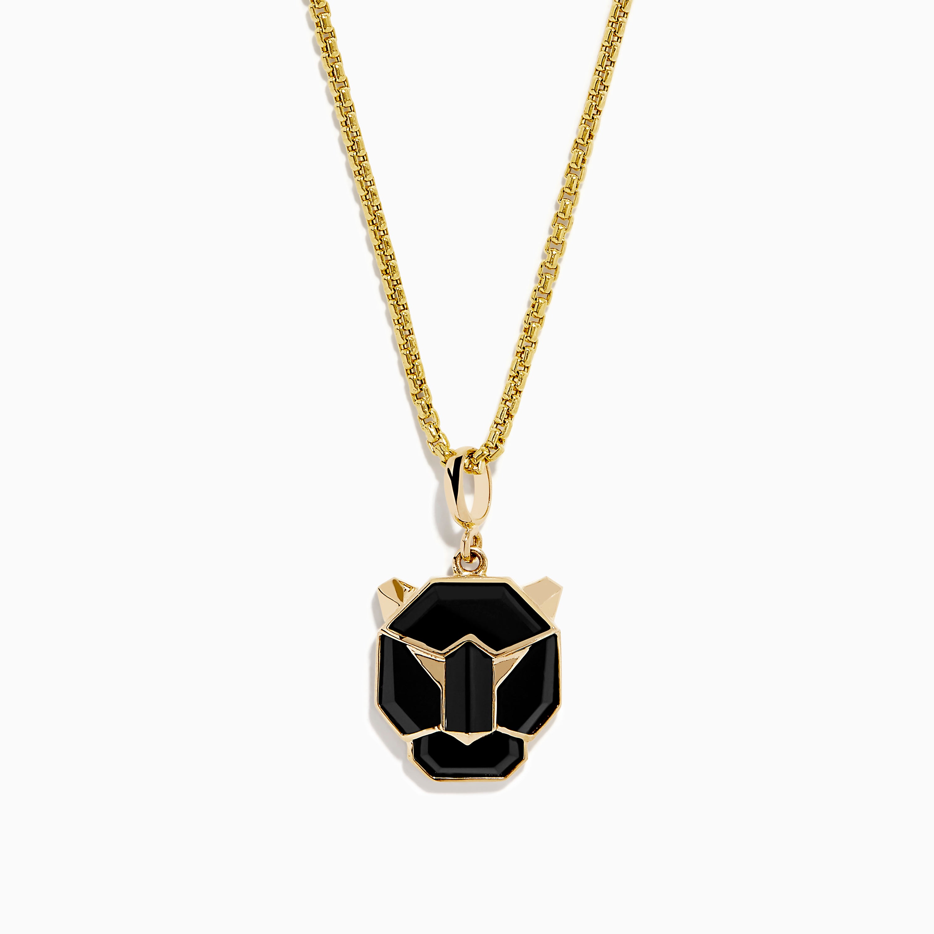 Men's 14K Yellow Gold Onyx Panther Pendant