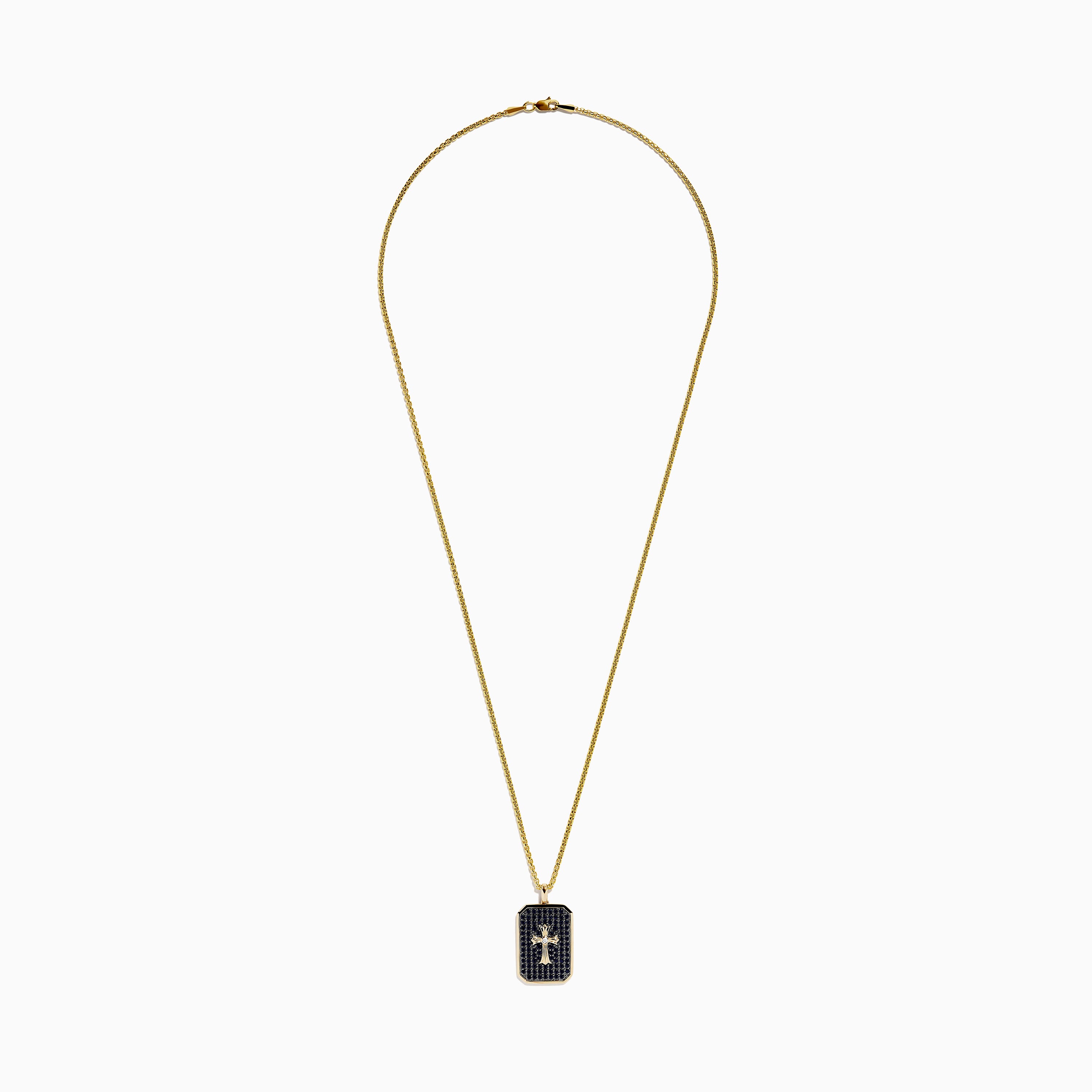 Men's 14K Yellow Gold Diamond and Black Sapphire Cross Pendant