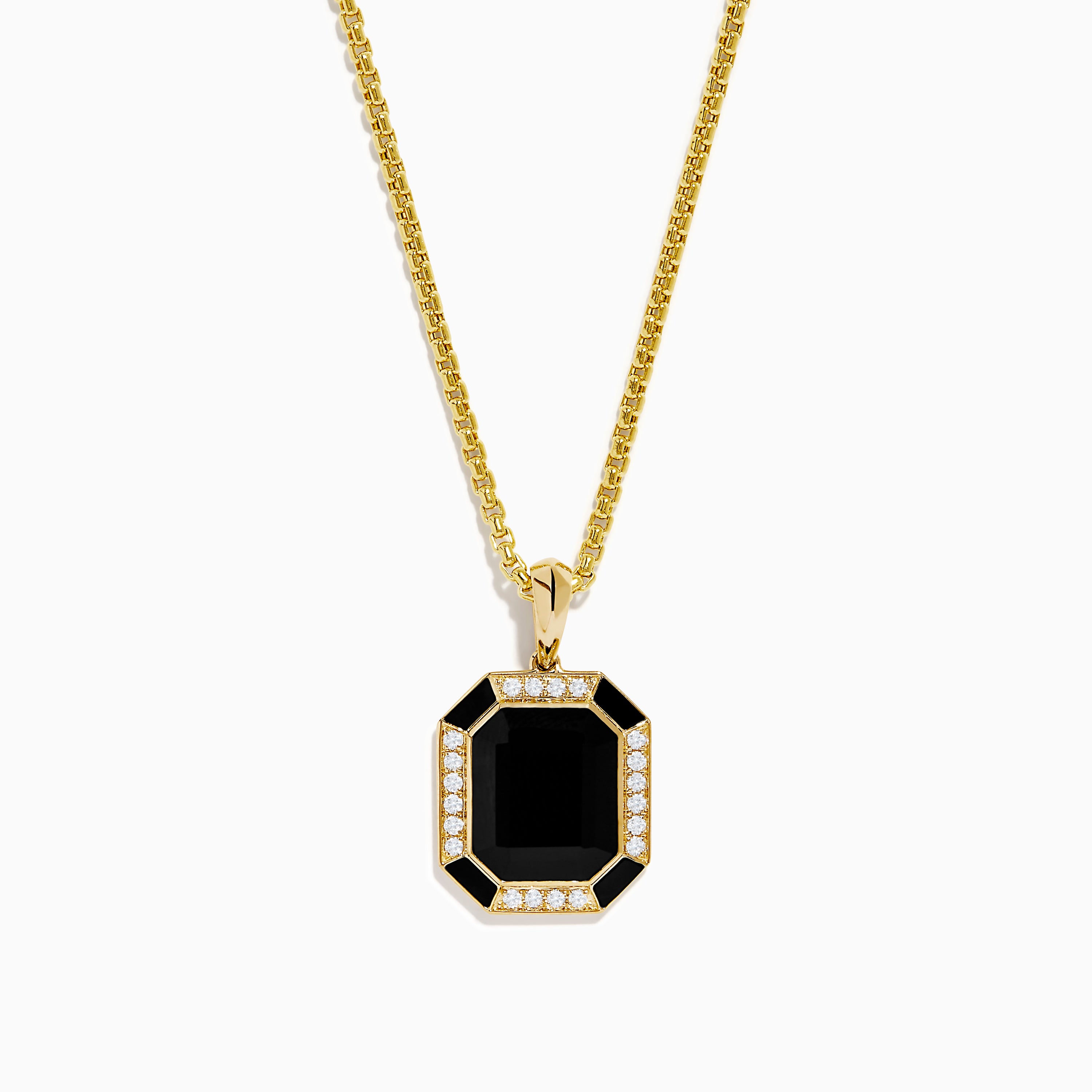 Men's 14K Yellow Gold Onyx and Diamond Pendant – effyjewelry.com