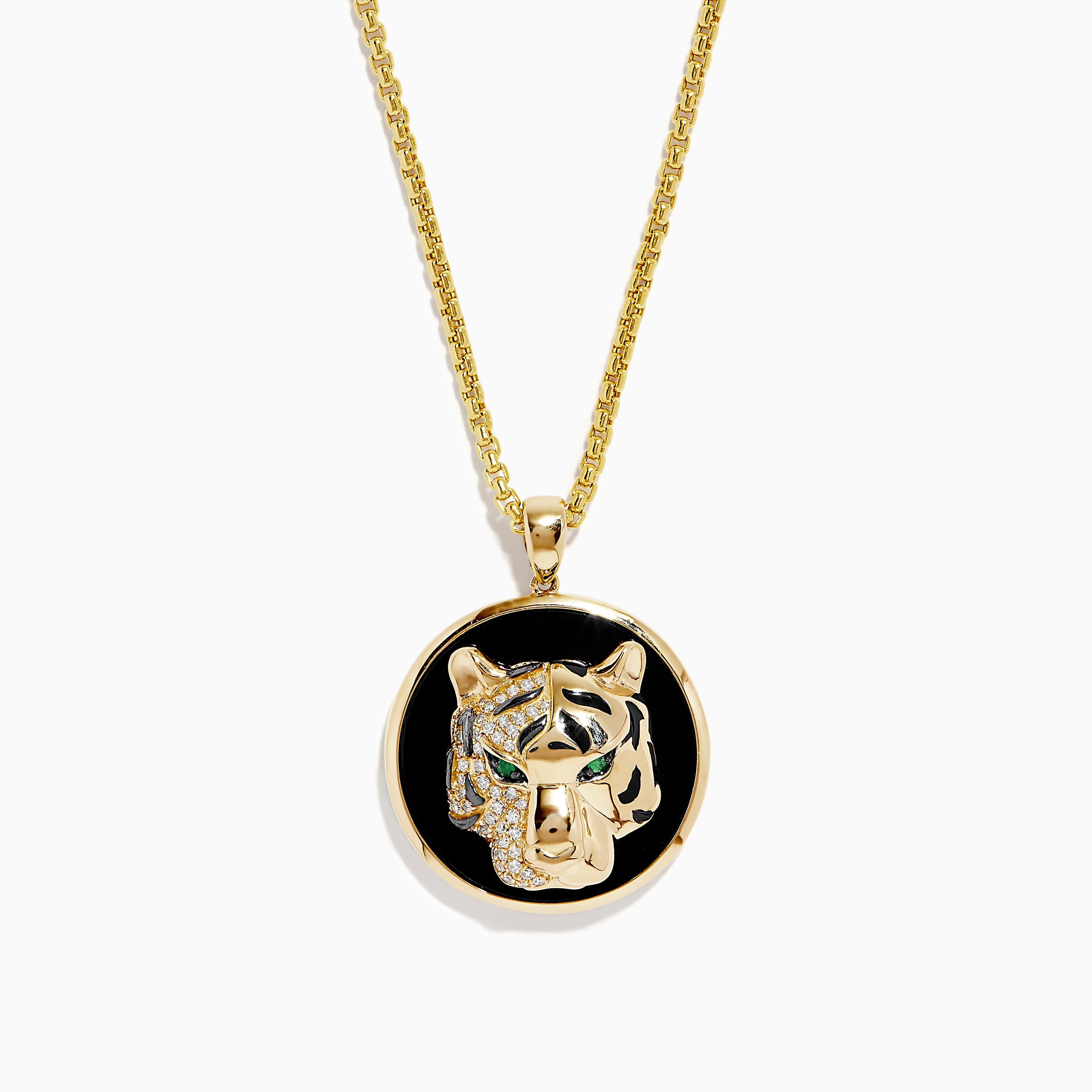 Effy Men's 14K Yellow Gold Emerald, Onyx and Diamond Panther Pendant