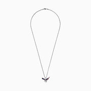 Men's 14K White Gold Ruby, Blue Sapphire and Diamond Eagle Pendant