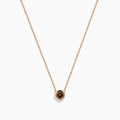 The Espresso 14K Rose Gold Brown Diamond Necklace features a delicate rose gold chain with a square pendant set with a rich brown diamond, all displayed against a plain white background.