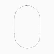 The Pave Classica 14K White Gold Diamond Bezel Station Necklace and Bracelet Set features small, evenly spaced round diamond accents, beautifully displayed on a plain white background.