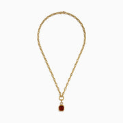 The Sunset 14K Yellow Gold Citrine and Diamond Pendant showcases a circular diamond loop holding a large, emerald-cut citrine gemstone for an elegant, eye-catching look.