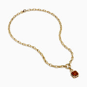 The Sunset 14K Yellow Gold Citrine and Diamond Pendant showcases a circular diamond loop holding a large, emerald-cut citrine gemstone for an elegant, eye-catching look.