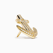 A 14K Yellow Gold Diamond Anchor Lapel Pin featuring sparkling white stones is displayed on a plain white background.