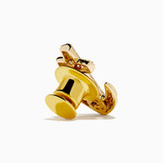 A 14K Yellow Gold Diamond Anchor Lapel Pin featuring sparkling white stones is displayed on a plain white background.