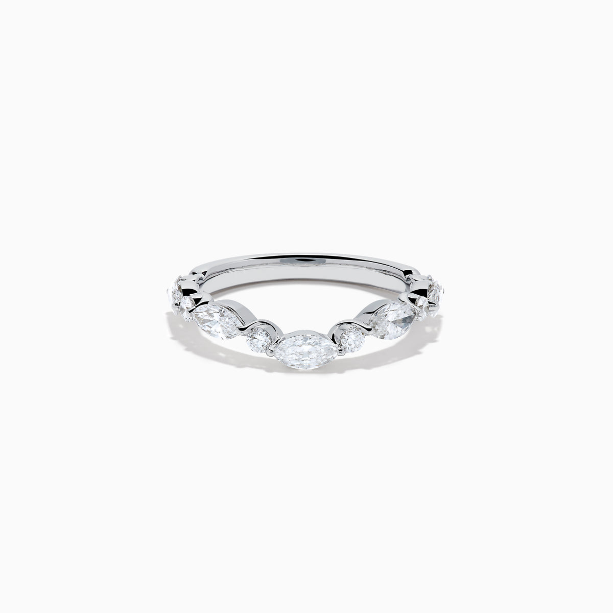 The Star Lab Grown Diamond Wedding Band in 18K White Gold features five marquise-cut lab-grown diamonds set along the band, shown against a white background.