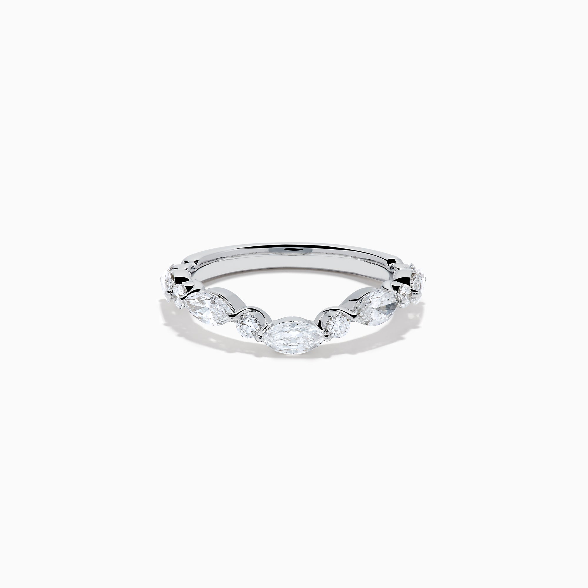The Star Lab Grown Diamond Wedding Band in 18K White Gold features five marquise-cut lab-grown diamonds set along the band, shown against a white background.