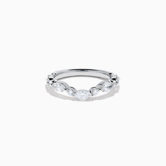 The Star Lab Grown Diamond Wedding Band in 18K White Gold features five marquise-cut lab-grown diamonds set along the band, shown against a white background.