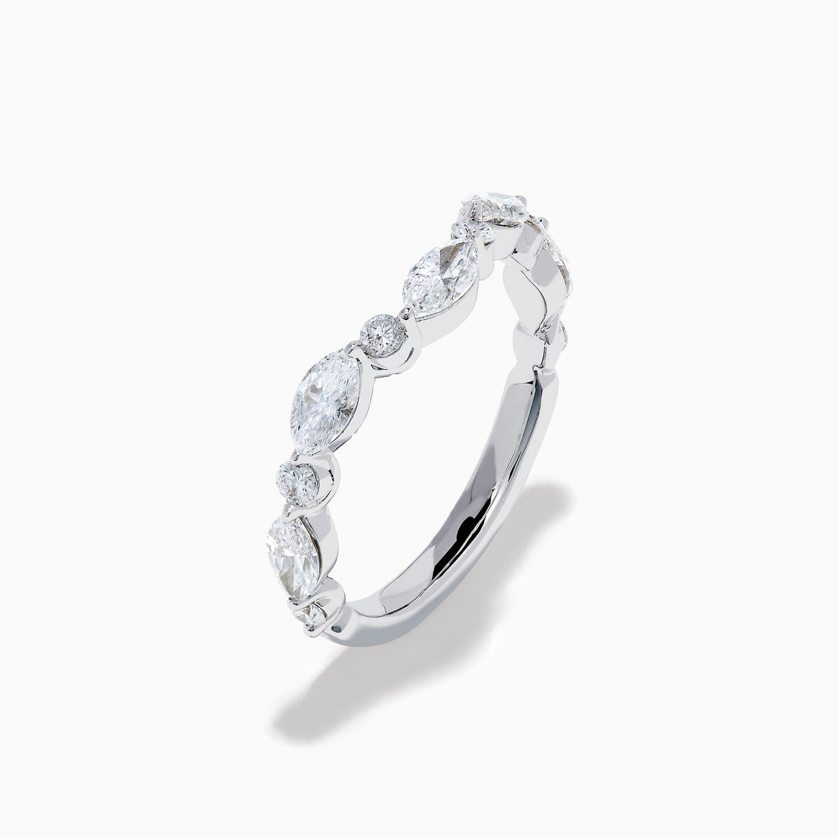 The Star Lab Grown Diamond Wedding Band in 18K White Gold features five marquise-cut lab-grown diamonds set along the band, shown against a white background.