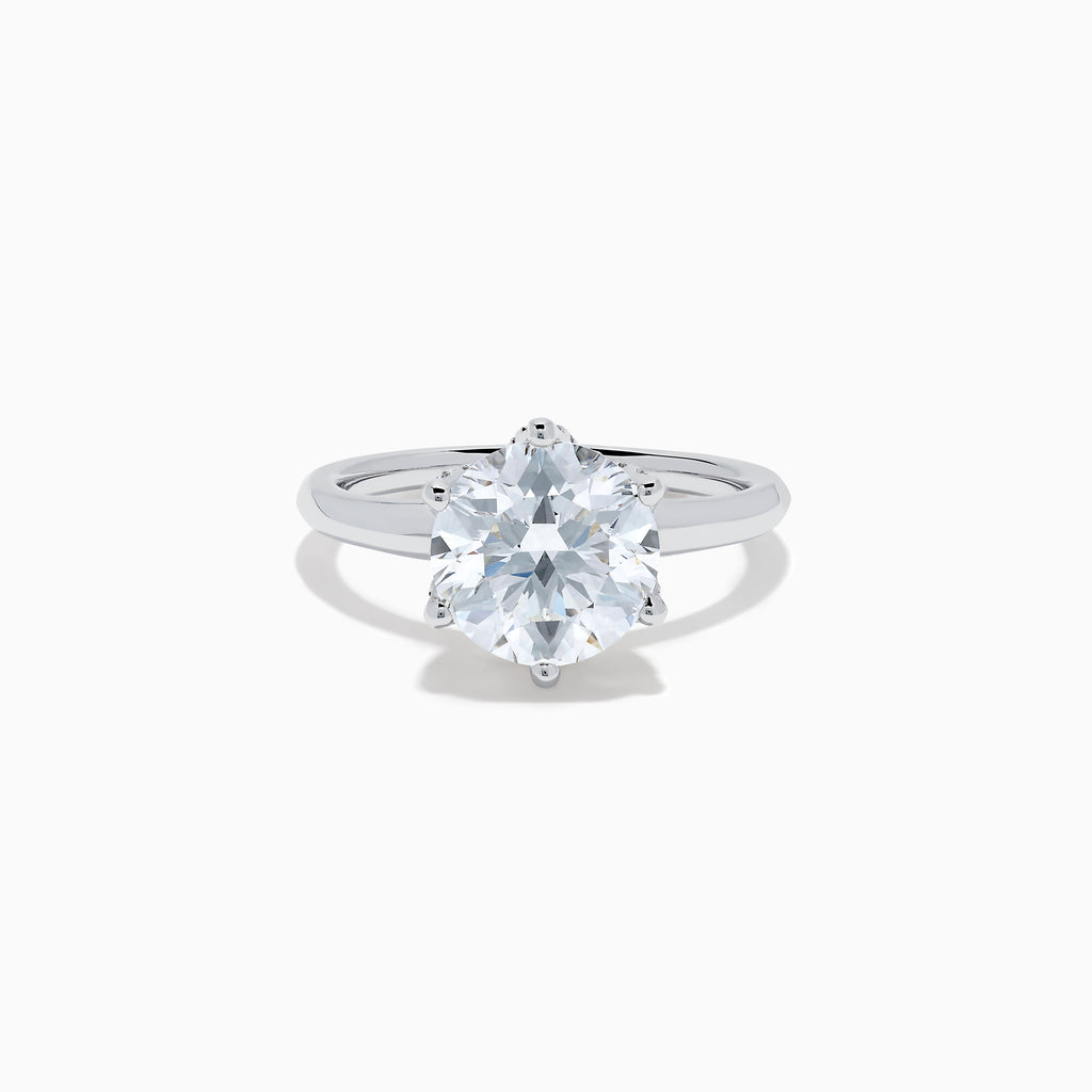 The Star Lab Grown Diamond Ring in 18K White Gold showcases a round, brilliant-cut lab diamond in a classic six-prong setting, displayed on a white background.