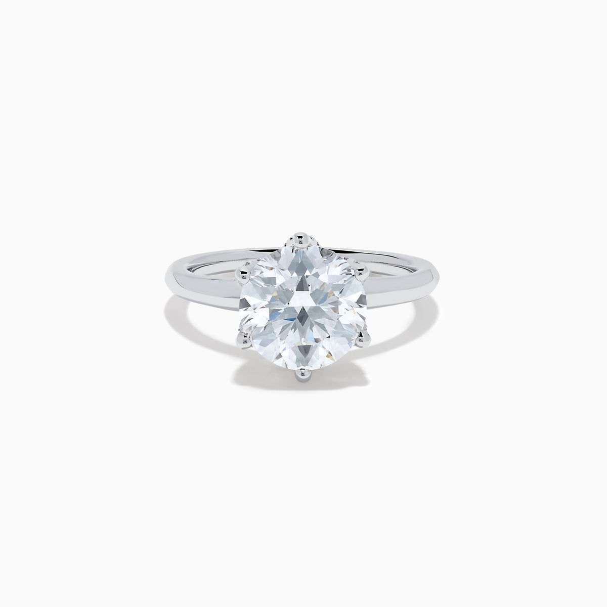 The Star Lab Grown Diamond Ring in 18K White Gold showcases a round, brilliant-cut lab diamond in a classic six-prong setting, displayed on a white background.