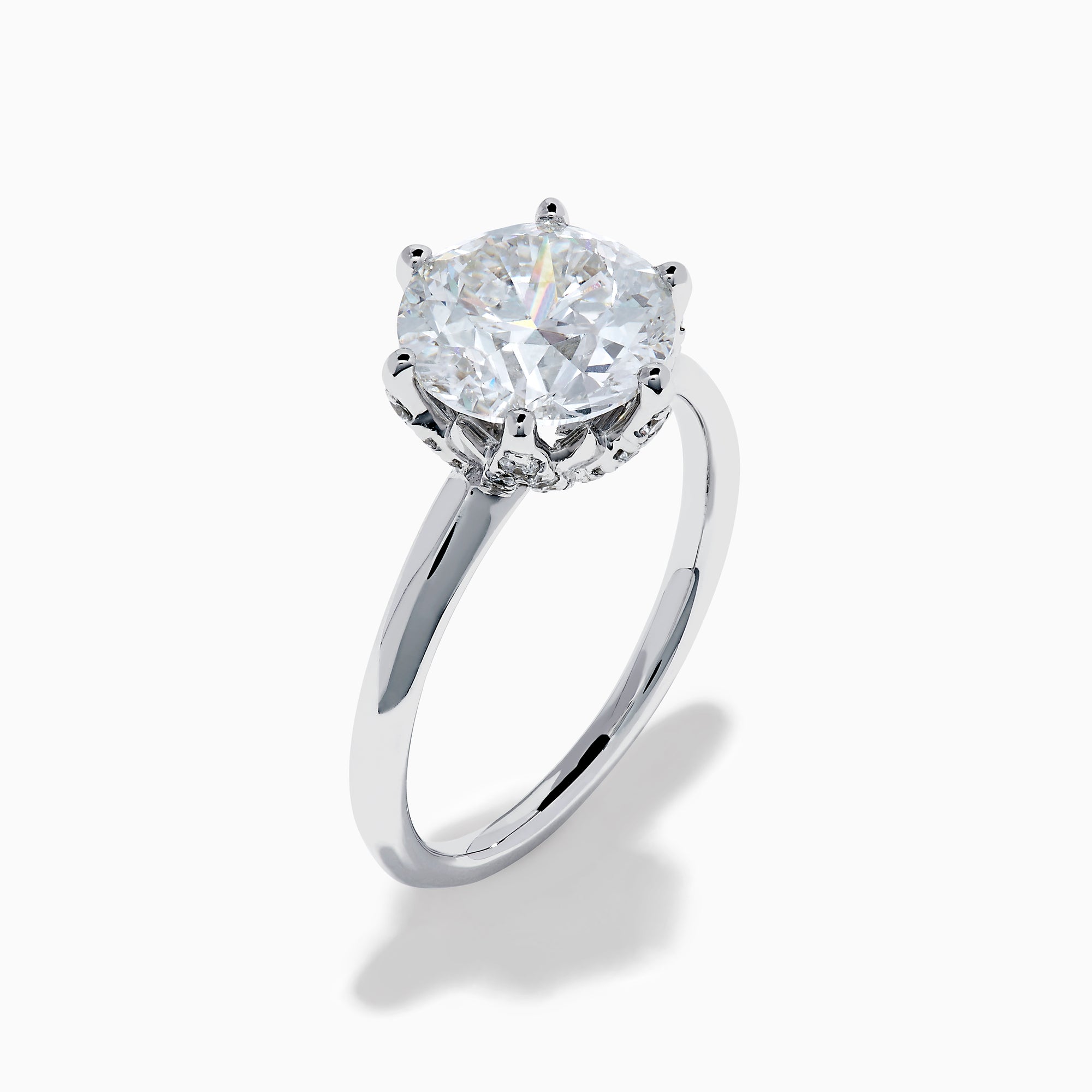 The Star Lab Grown Diamond Ring in 18K White Gold showcases a round, brilliant-cut lab diamond in a classic six-prong setting, displayed on a white background.