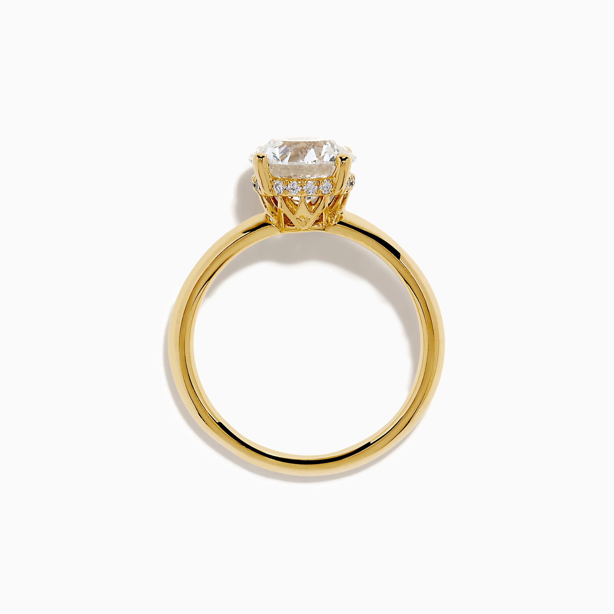 The Star Lab Grown Diamond Vine Ring in 18K yellow gold features a large round lab diamond in a classic prong setting, shown on a white background.