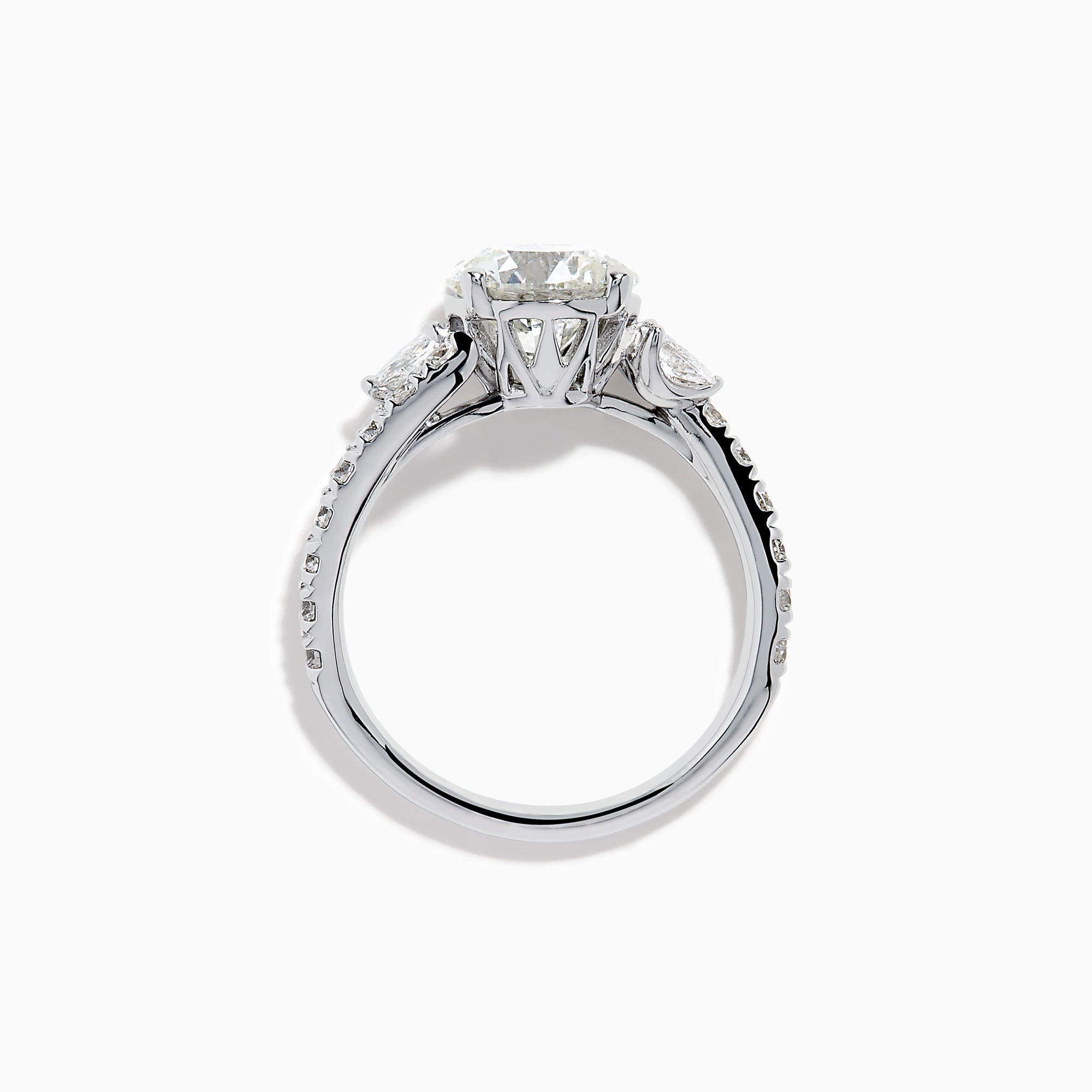 The Star Lab Grown Diamond Vine Ring in 18K White Gold features a large round lab-grown diamond center, accented with smaller diamonds along the band and an elegant vine twist design—an exquisite statement piece.