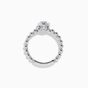 The Star Lab Grown Diamond Solitaire Beaded Ring in 18K White Gold features a round lab diamond center accented by polished beaded details along the band, shown on a white background.