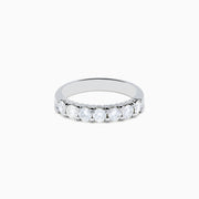 The 14K White Gold 7-Stone Prong Set Diamond Band, 1.00 TCW, features seven round diamonds set closely together along the top half of the band.