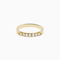 The 14K Yellow Gold 7-Stone Prong Set Diamond Band, 0.25 TCW, showcases a classic row of round white diamonds on a plain white background.