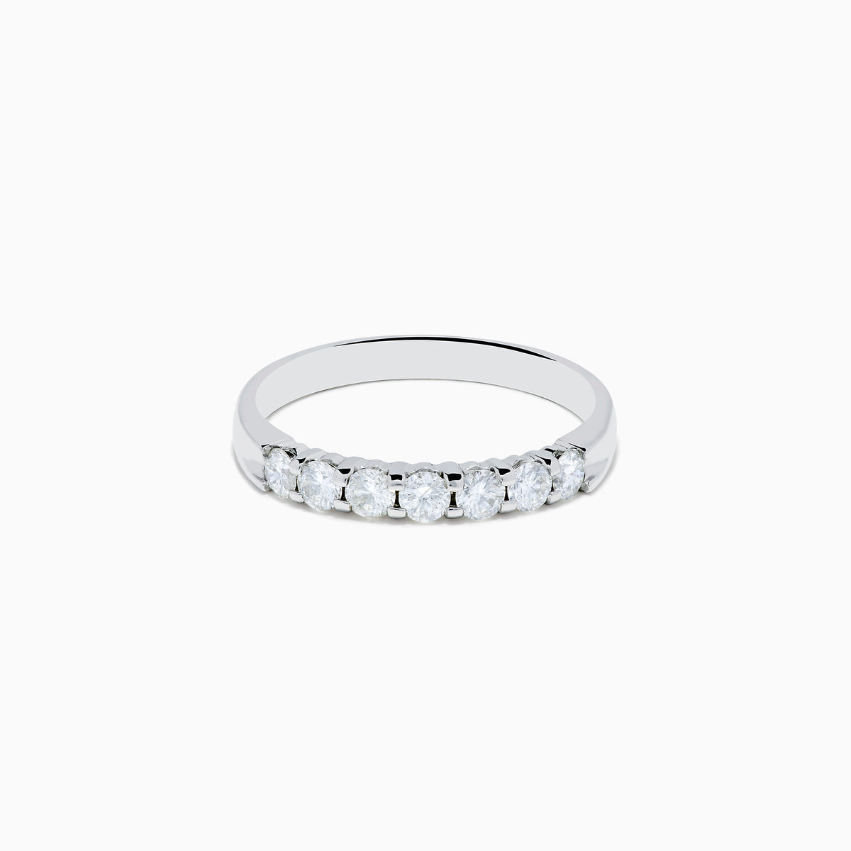 The 14K White Gold 7-Stone Prong Set Diamond Band, 0.50 TCW, features seven round white diamonds set across the top in polished white gold, shown against a plain white background.