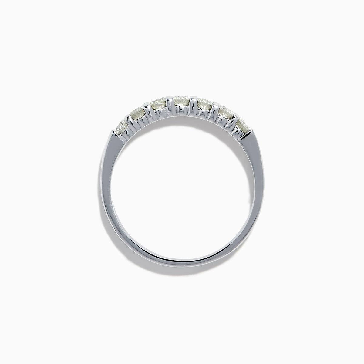 The 14K White Gold 7-Stone Prong Set Diamond Band, 0.50 TCW, features seven round white diamonds set across the top in polished white gold, shown against a plain white background.