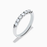 The 14K White Gold 7-Stone Prong Set Diamond Band, 0.50 TCW, features seven round white diamonds set across the top in polished white gold, shown against a plain white background.