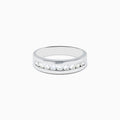 Mens 14K white gold band with nine channel-set diamonds (0.75 TCW), shown on a plain white background.