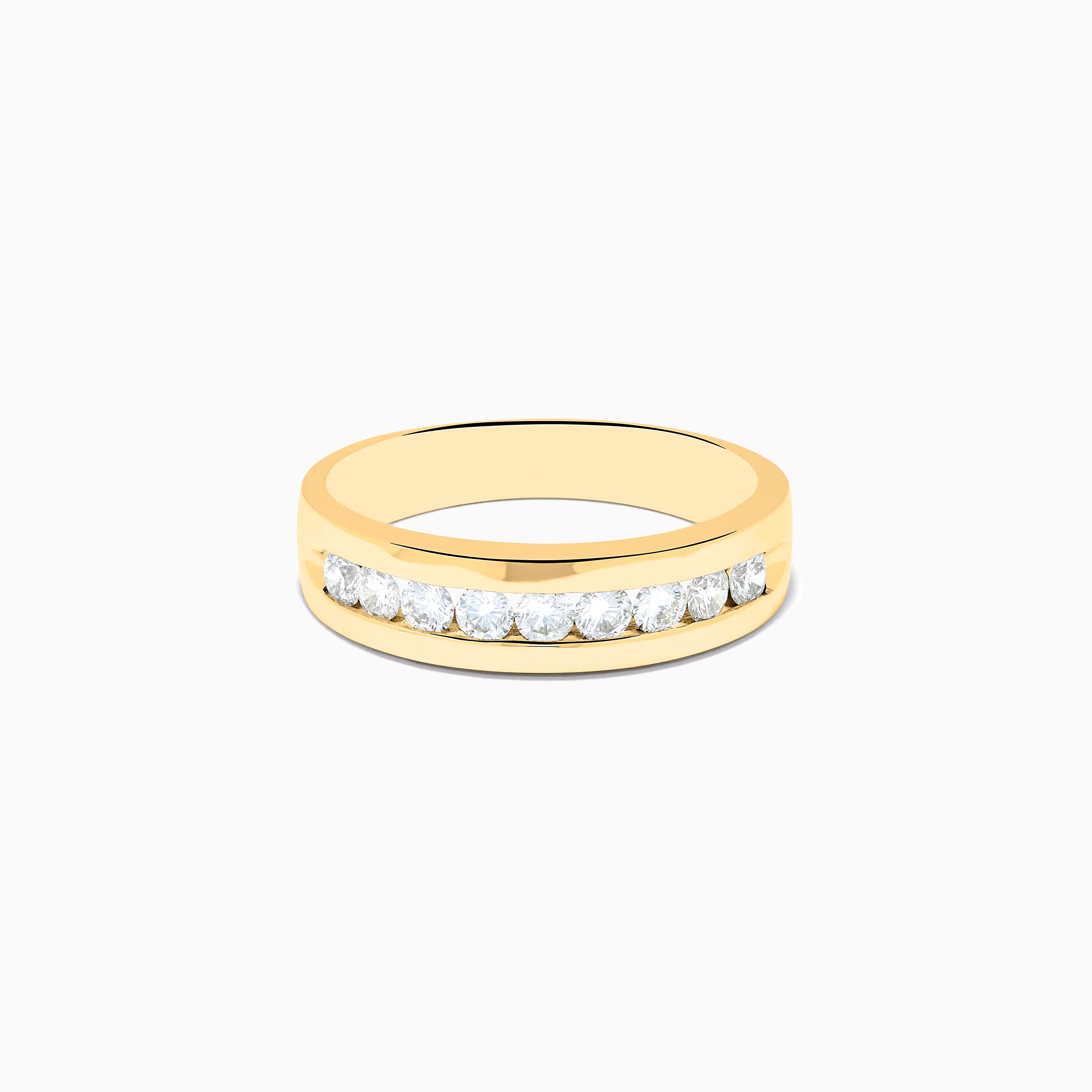 Men's 14K Yellow Gold 9-Stone Channel Set Diamond Band, TCW