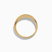 The Mens 14K Yellow Gold 9-Stone Channel Set Diamond Band, 0.75 TCW, showcases nine round diamonds in a horizontal channel across the front, displayed on a plain white background.