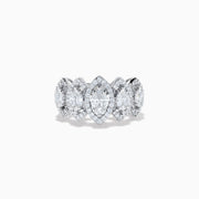 The 14K White Gold Diamond Marquise Halo Band Ring features five marquise diamond clusters, each surrounded by a halo of smaller diamonds, shown against a plain white background.