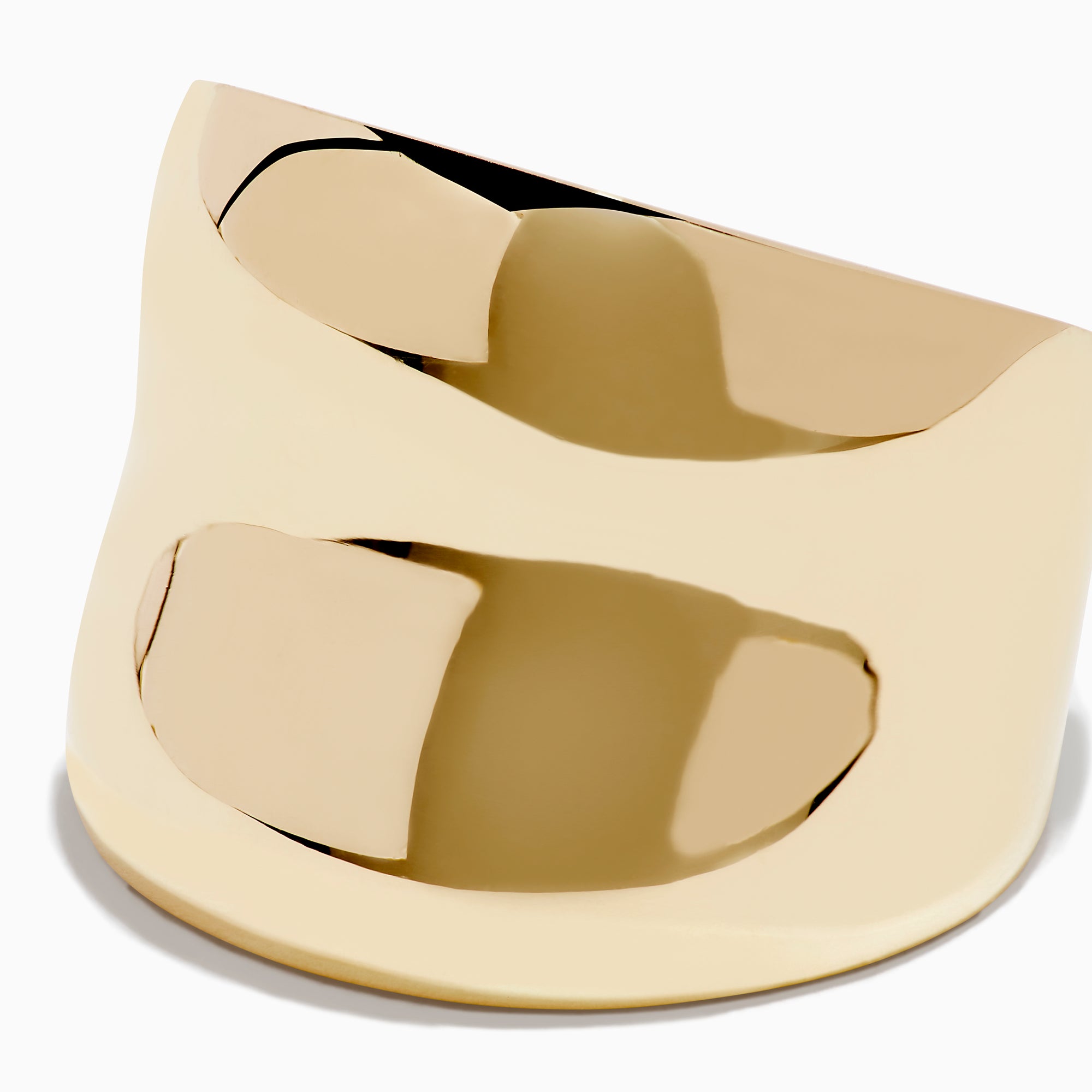 The 14K Yellow Gold Polish Wide Concave Band, featuring a smooth polished finish and rectangular cutout design, is displayed against a plain white background.