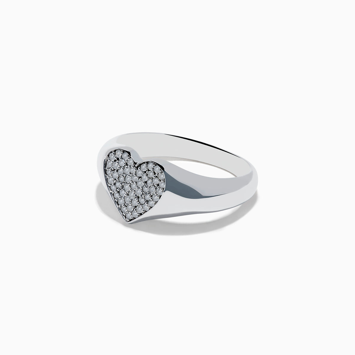 The 925 Sterling Silver Diamond Heart Ring showcases a heart-shaped centerpiece adorned with sparkling diamonds, beautifully set against a plain white background.