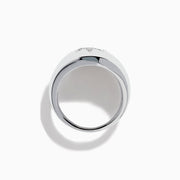 The 925 Sterling Silver Diamond Star Signet Ring features a raised star design encrusted with sparkling diamonds, showcased against a plain white background.