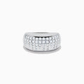 The 925 Sterling Silver Diamond Scattered Ring features rows of small round diamonds on the front, with some extending down in vertical lines for a sparkling, cascading look.
