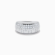 The 925 Sterling Silver Diamond Scattered Ring features rows of small round diamonds on the front, with some extending down in vertical lines for a sparkling, cascading look.