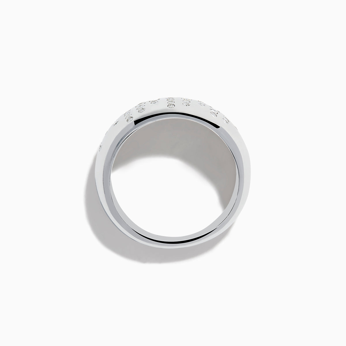 The 925 Sterling Silver Diamond Scattered Ring features rows of small round diamonds on the front, with some extending down in vertical lines for a sparkling, cascading look.