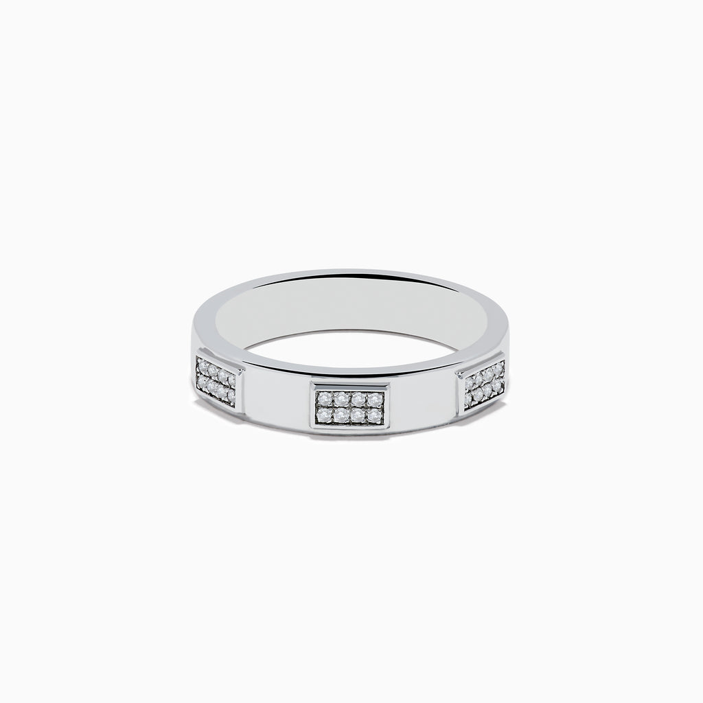 The 925 Sterling Silver Diamond Ring features three rectangular sections adorned with small, clear diamonds, shown against a plain white background.