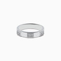 The 925 Sterling Silver Diamond Ring features three rectangular sections adorned with small, clear diamonds, shown against a plain white background.