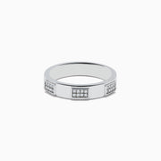 The 925 Sterling Silver Diamond Ring features three rectangular sections adorned with small, clear diamonds, shown against a plain white background.
