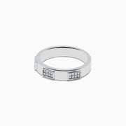The 925 Sterling Silver Diamond Ring features three rectangular sections adorned with small, clear diamonds, shown against a plain white background.