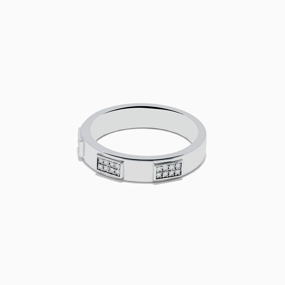 The 925 Sterling Silver Diamond Ring features three rectangular sections adorned with small, clear diamonds, shown against a plain white background.