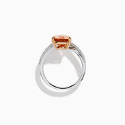 14K Rose and White Gold Morganite and Diamond Pear-Shaped Solitaire Ring