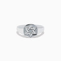 The 925 Sterling Silver Diamond Star of David Ring features a raised, diamond-encrusted Star of David on a polished band, elegantly displayed against a white background.