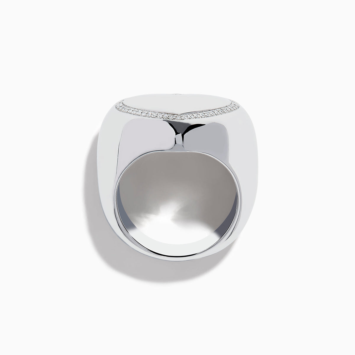 The 925 Sterling Silver Diamond Bubble Heart Ring features a smooth, reflective heart shape bordered by sparkling diamond-like gems, set against a white background.