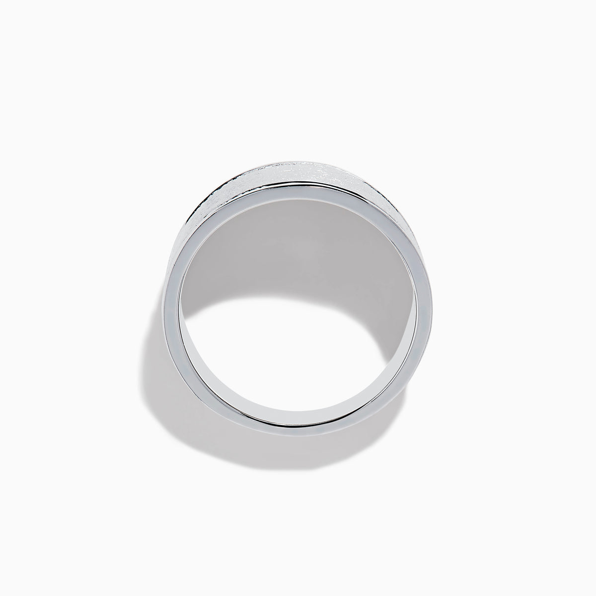 The 925 Sterling Silver Diamond Wide Ring features a brushed matte finish and rows of sparkling diamonds along the borders, displayed against a plain white background.