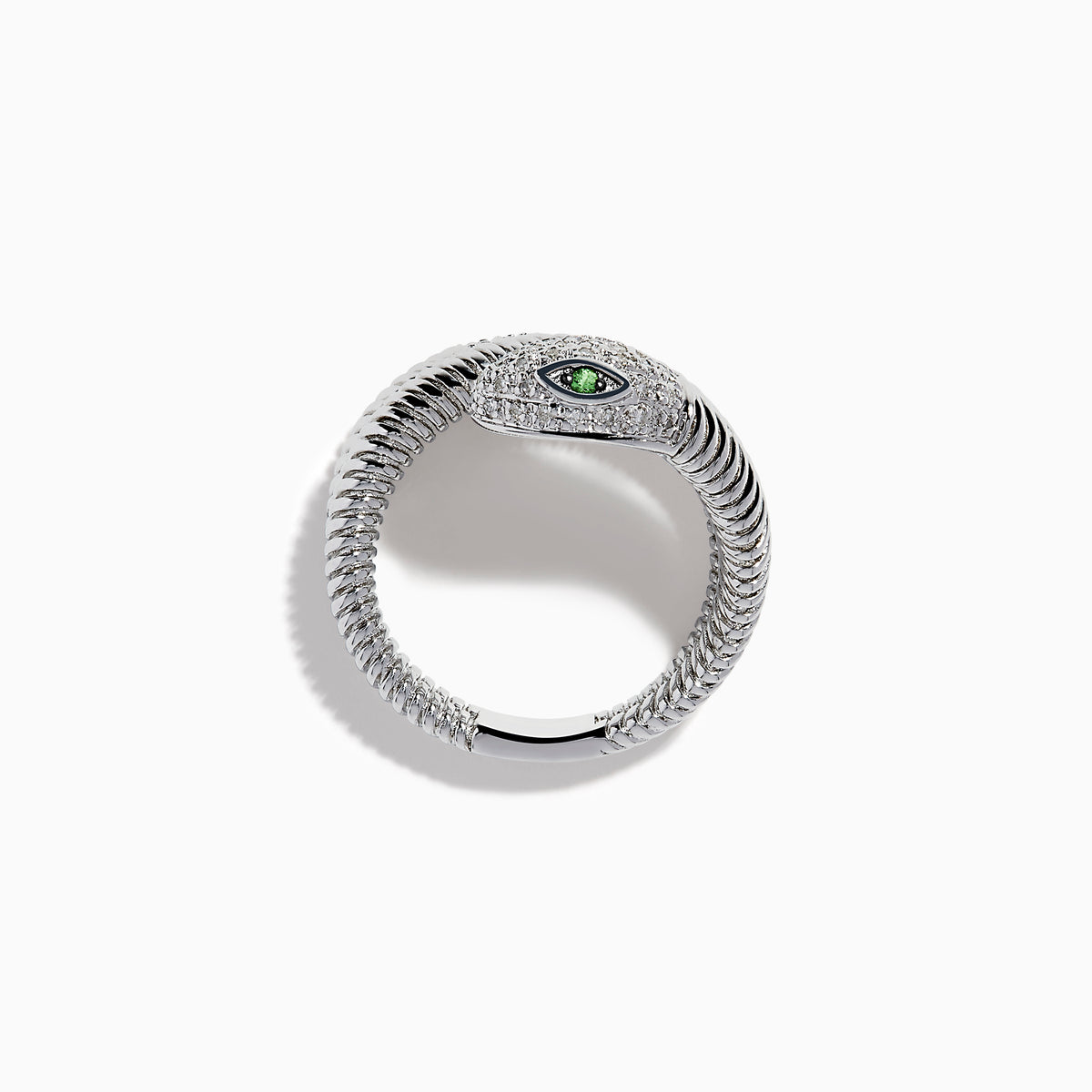 Sterling Silver Tsavorite and Diamond Snake Wrap Ring