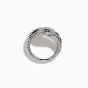 Sterling Silver Tsavorite and Diamond Snake Wrap Ring