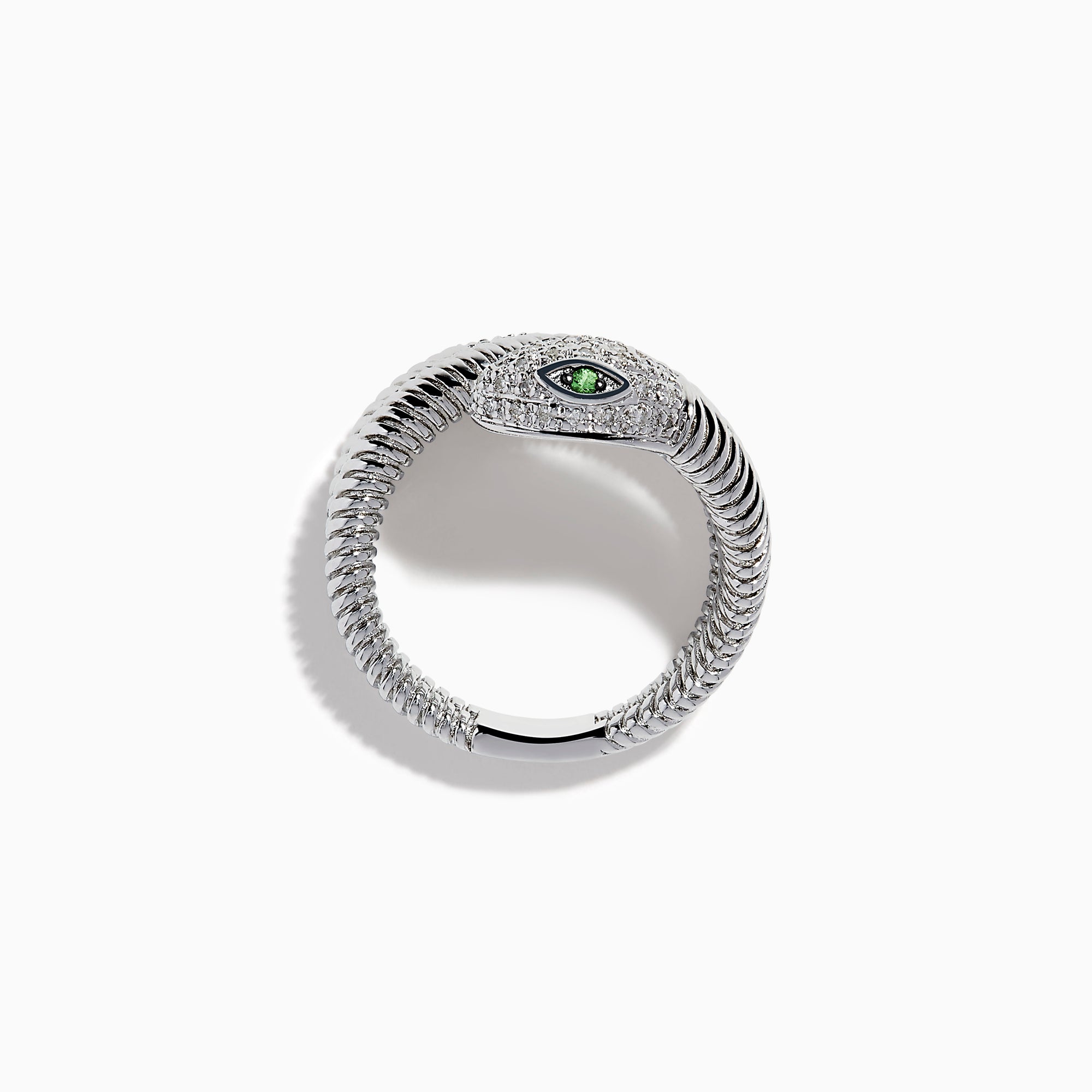 Sterling Silver Tsavorite and Diamond Snake Wrap Ring