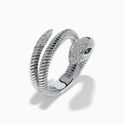 Sterling Silver Tsavorite and Diamond Snake Wrap Ring