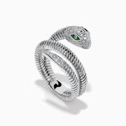Sterling Silver Tsavorite and Diamond Snake Wrap Ring